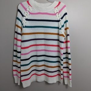Rainbow striped sweater sz L